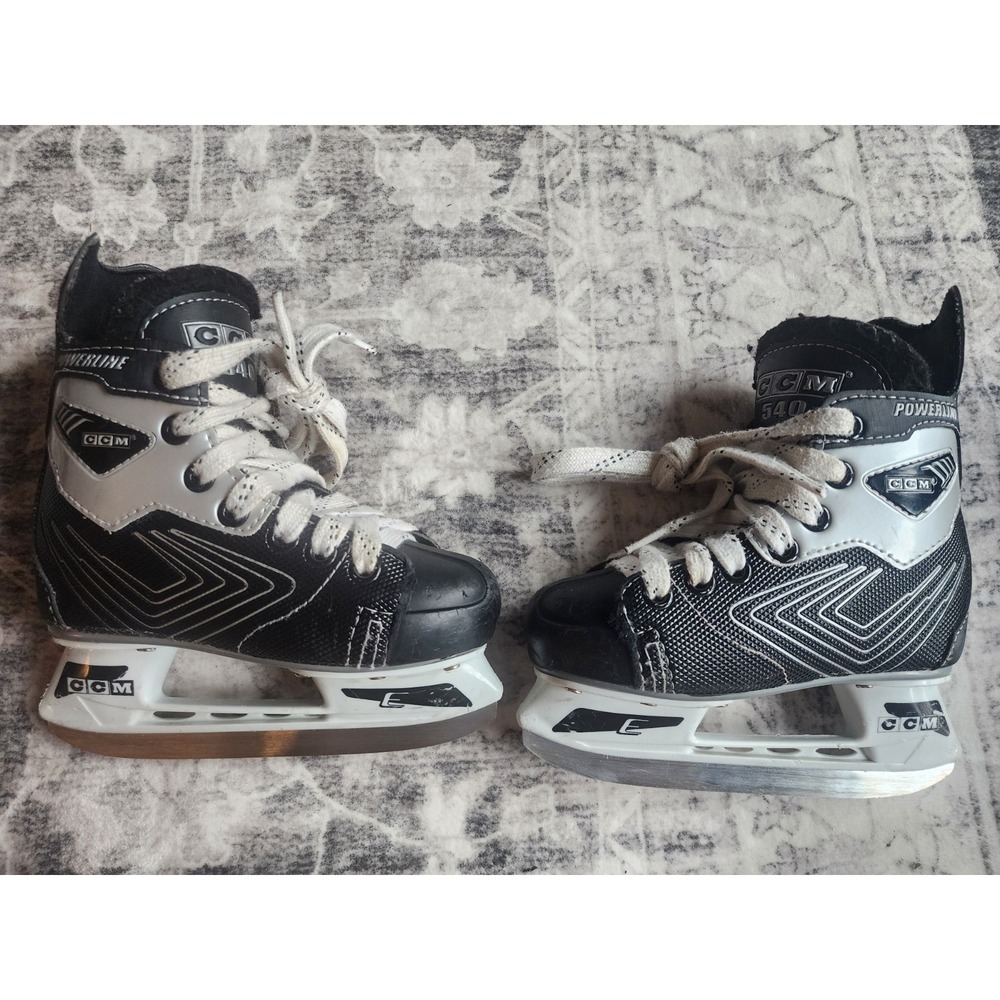 CCM Powerline 540 Ice Hockey Skates Junior Kids Size 10J Black Silver